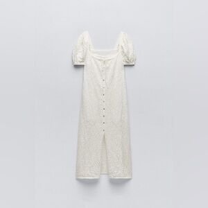 Zara White Jacquard Knit Dress